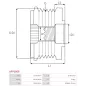 Poulie lente d’alternateur BOSCH 1126601597 pour F00M061023, F00M991304, CARGO 230292, 332293, IKA 3.3529.0, 3.3529.1