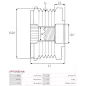 Poulie lente d’alternateur AS-PL UD13203AFP, BOSCH 1126601597, F00M061023, F00M991304, CARGO 230292, 332293, IKA 3.3529.0