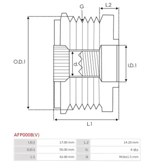 Poulie lente d’alternateur BOSCH 1126601597 pour F00M061023, F00M991304, CARGO 230292, 332293, IKA 3.3529.0, 3.3529.1