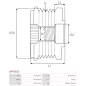 Poulie lente d’alternateur BOSCH 1126601568 pour 6033GD5036, CARGO 138073, 230305, 332319, IKA 3.3518.1, INA 5350003000