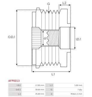 Poulie lente d’alternateur BOSCH F00M991078 pour F00M991116