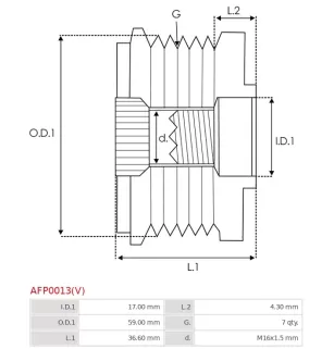 Poulie lente d’alternateur BOSCH F00M991078 pour F00M991116