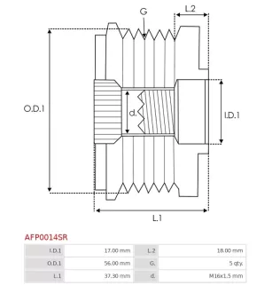 Poulie lente d’alternateur BOSCH F00M147721 pour F00M147806