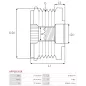 Poulie lente d’alternateur BOSCH F00M147721 pour F00M147806, F00M991039, F00M991375, CARGO 230309, 233797, IKA 3.3548.1