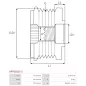 Poulie lente d’alternateur BOSCH 01221AA4Z0 pour 01221AA5L0, 01221AA7V0, F00M991396, CARGO 230307, 332296, DELCO 10451570