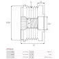 Poulie lente d’alternateur AS-PL UD101471AFP, BOSCH 0399660094, F00M147735, F00M591561, F00M991105, F00M991305, CARGO 230315