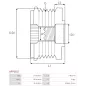 Poulie lente d’alternateur BOSCH 1126601593 pour 1127011857, F00M991044, CARGO 230306, FIAT 9949580, IKA 3.3527.0