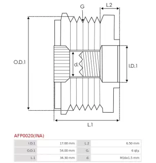 Poulie lente d’alternateur AS-PL UD13215AFP, BOSCH F00M147999