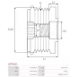 Poulie lente d’alternateur BOSCH F00M061016 pour F00M992717, CARGO 230519, IKA 3.3525.0, 3.3525.1, INA 5350026000, 535002610