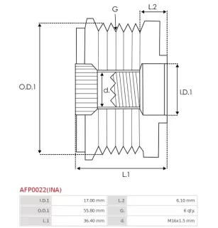 Poulie lente d’alternateur AS-PL UD13217AFP, BOSCH F00M061016