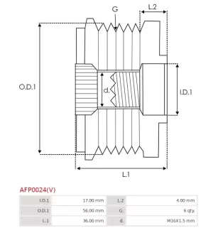 Poulie lente d’alternateur BOSCH F00M991090 pour F010LD1120, CARGO 235331, IKA 3.3555.0, INA 5350032000, 535003210, F-230209