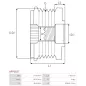 Poulie lente d’alternateur AS-PL UD13222AFP pour UD21345AFP, BOSCH F00M349877, F00M391107, F00M391118, F00M391120, F00M599403