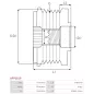 Poulie lente d’alternateur AS-PL UD101502AFP pour UD101528AFP, BOSCH F00M147764, F00M147766, F00M147907, F00M349814, F00M991171