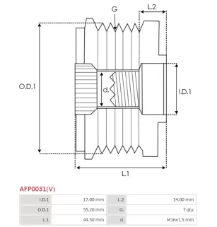 Poulie lente d’alternateur BOSCH F00M391160 pour F00M991138, F00M991302, CARGO 234793, 332306, IKA 3.3568.0, 3.3568.1