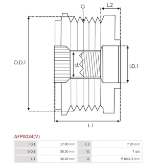 Poulie lente d’alternateur BOSCH F00M991252, CARGO 235439