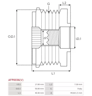 Poulie lente d’alternateur BOSCH F00M349829 pour F00M391105, F00M391145, F00M991391, CARGO 235721, IKA 3.5334.0, INA 5350119000