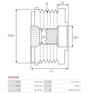 Poulie lente d’alternateur CARGO 235716, IKA 3.3565.0, 3.3565.1, INA 5350069000, 535006910, F-233834.01, F-233834.02