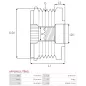 Poulie lente d’alternateur AS-PL UD810443(LITENS)AFP, BOSCH F00M147613, F00M147854, F00M91281, F00M991281, F00M992725