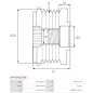 Poulie lente d’alternateur AS-PL UD13235AFP, BOSCH 01221AA6K0, 01221AA8F0, F00M991395, CARGO 230311, IKA 3.3547.0, 3.3547.1