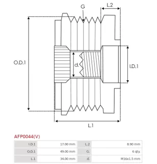 Poulie lente d’alternateur BMW 11314466271 pour 12317516099, 12317552352, BOSCH 0124A00238, F00M147747, F00M147913, F00M991142