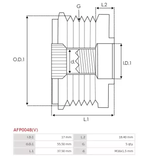 Poulie lente d’alternateur BOSCH F00M147808 pour F00M147859, F00M991218, F00M991234, F00M991285, F00M991286, CARGO 235507