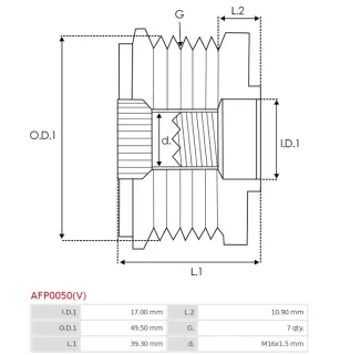 Poulie lente d’alternateur BOSCH F00M349826 pour F00M391110, F00M391146, F00M991110, F00M991157, CARGO 235697, IKA 3.5312.0