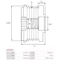 Poulie lente d’alternateur AS-PL UD101474AFP, BOSCH F00M349813, F00M391113, F00M391139, CARGO 235732, IKA 3.5337.0, 3.5337.1