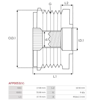 Poulie lente d’alternateur BOSCH F00M147828 pour F00M591117, F00M599463, F00M991229, CARGO 235733, IKA 3.5342.0, 3.5342.1