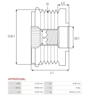 Poulie lente d’alternateur AS-PL UD13248AFP, BOSCH F00M147767