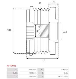 Poulie lente d’alternateur BOSCH F000BL9481 pour F00M147807, F00M147831, F00M147936, F00M991216, F00M991231, F00M991293