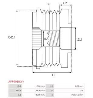 Poulie lente d’alternateur BOSCH F000BL9481 pour F00M147807, F00M147831, F00M147936, F00M991216, F00M991231, F00M991293