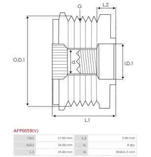 Poulie lente d’alternateur BOSCH F00M349810 pour F00M391112, F00M391138, CARGO 330356, IKA 3.5336.0, 3.5336.1, INA 5350125000