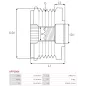 Poulie lente d’alternateur ZEN 5561 pour ZN5561, CQ CQ1041163, ELECTROLOG PUL1249, ERA 219112, PSH 051.000.189