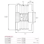 Poulie lente d’alternateur BOSCH F00M147880 pour F00M991251, CARGO 333075, IKA 3.5381.1, INA 5350143000, F-553322, F-553322.01