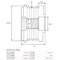 Poulie lente d’alternateur AS-PL UD13261AFP, BOSCH F00M147910, F00M991277, F00M992742, CARGO 333074, IKA 3.5406.1