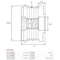 Poulie lente d’alternateur BOSCH F00M147761 pour F00M991167, F00M991282, CARGO 237263, DELCO 10493077, HITACHI GD115070