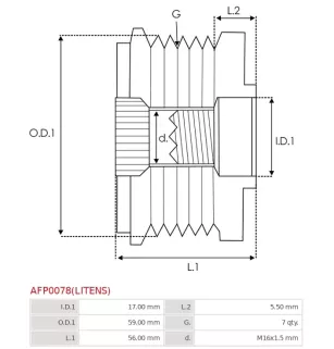 Poulie lente d’alternateur AS-PL UD13208AFP, BOSCH F00M991078