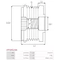 Poulie lente d’alternateur AS-PL UD809901AFP, BOSCH F00M991181, F00M992718, CARGO 333073, IKA 3.5438.1, INA 5350211000