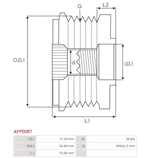 Poulie lente d’alternateur AS-PL UD11558AFP, CARGO 333078