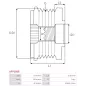 Poulie lente d’alternateur AS-PL UD11565AFP, BOSCH F000BL106K, F000BL9482, CARGO 333467, IKA 3.5488.0, 3.5488.1, INA 5350269