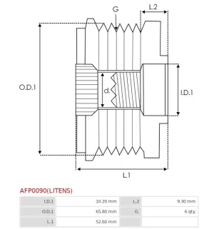 Poulie lente d’alternateur AS-PL UD11578AFP pour UD13272AFP