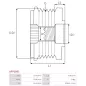 Poulie lente d’alternateur AS-PL UD11566AFP, CARGO 333434, IKA 3.5443.1, INA 600975, 920975, MERCEDES 6601500060, A6601500060