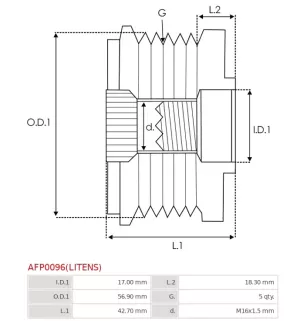 Poulie lente d’alternateur AS-PL UD13253AFP, BOSCH F00M991240