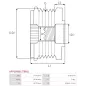 Poulie lente d’alternateur AS-PL UD13253AFP, BOSCH F00M991240, CARGO 235800, FIAT 77363565, IKA 3.5325.1, INA 5350191000