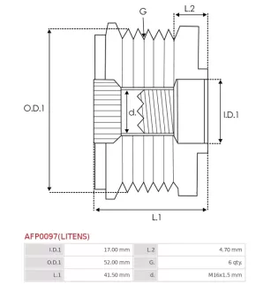 Poulie lente d’alternateur AS-PL UD03210AFP, BOSCH F000BL9179