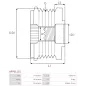 Poulie lente d’alternateur AS-PL UD18150AFP, BOSCH F00M991241, F00M991371, IKA 3.5363.1, LITENS 920797, VISNOVA 87-42-43