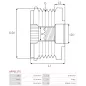 Poulie lente d’alternateur AS-PL UD21210AFP pour UD46653AFP, INA 535034210, LITENS 1013663, 920663, MERCEDES 2741550415