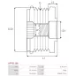 Poulie lente d’alternateur AS-PL UD21140AFP, BOSCH F00M599518, VOLVO 30644952, 31480228, ELECTROLOG PUL1325, KRAUF APB1081