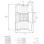 Poulie lente d’alternateur AS-PL UD19820AFP, BOSCH F000BL9451, FORD GN15-10A35-2AA, ZEN 5798, ELECTROLOG PUL1323