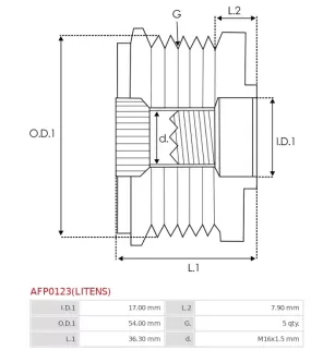 Poulie lente d’alternateur AS-PL UD810427(LITENS)AFP, BOSCH F00M630114